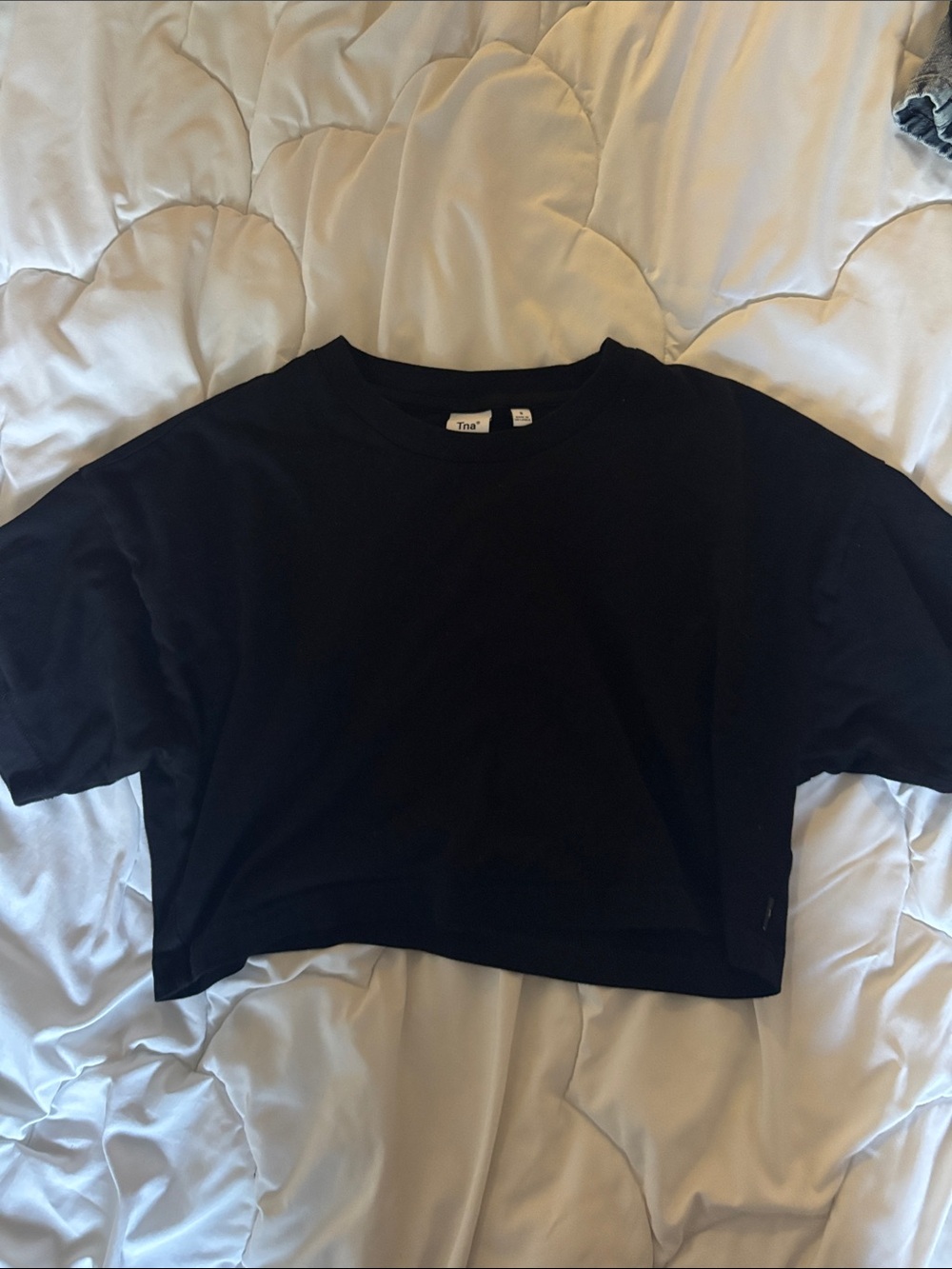 TNA Black Short Boxy Cropped Tee